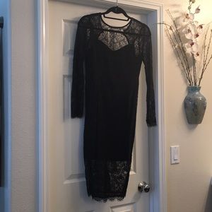 Black long sleeved lace dress